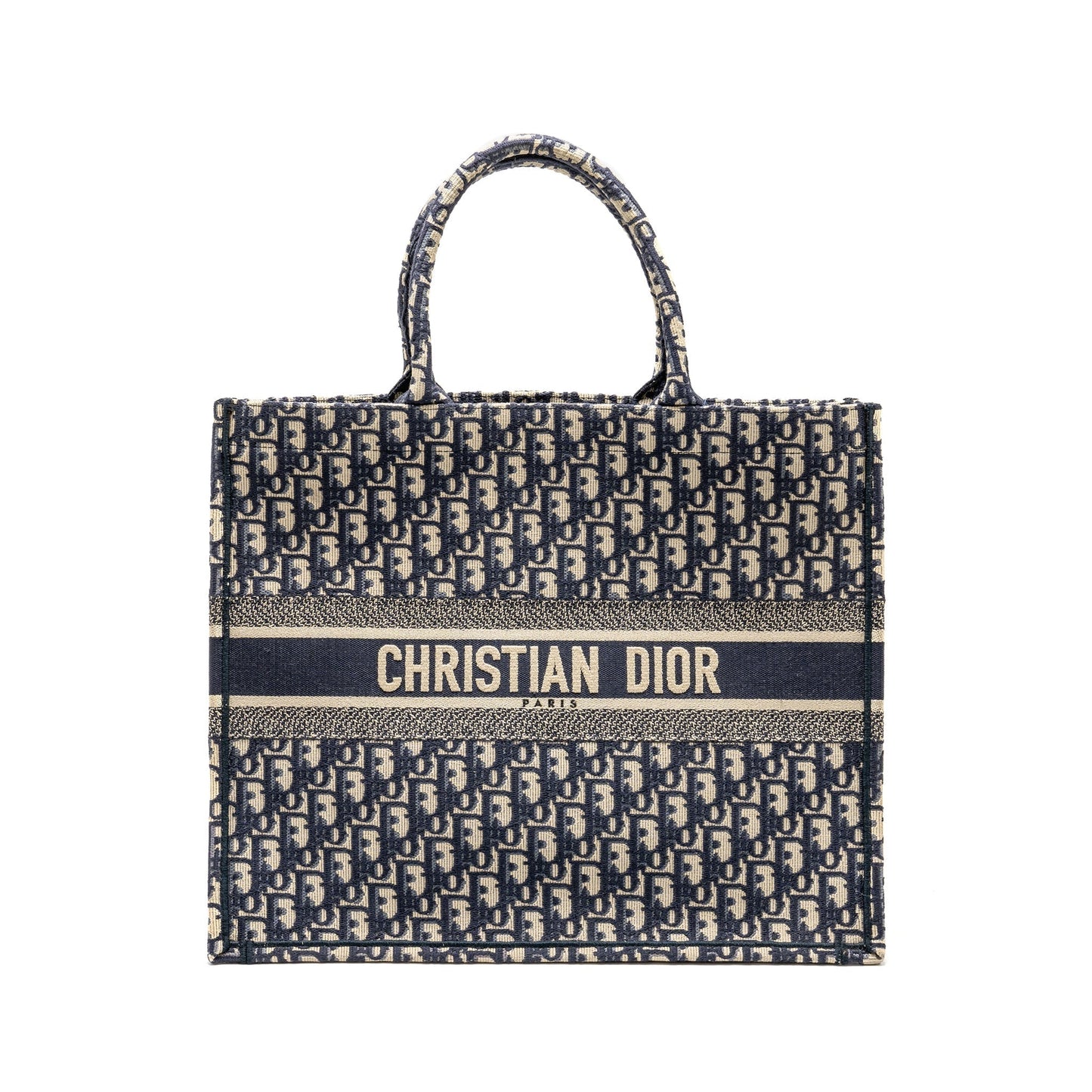 Dior Book Tote Oblique Handbag Canvas Blue Tote Bag