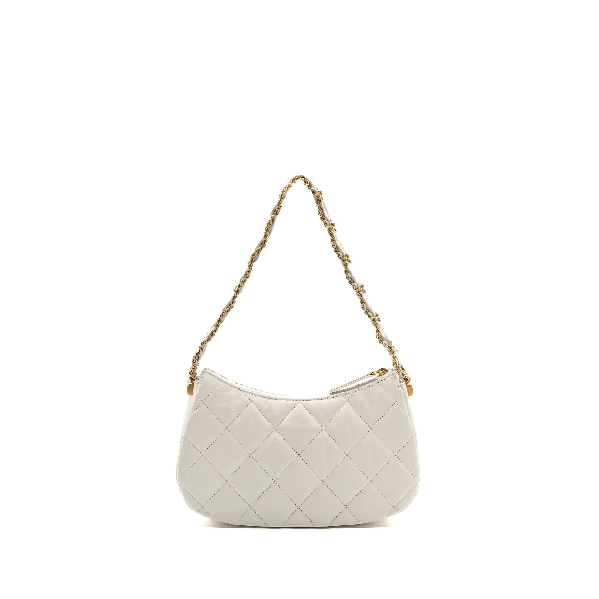 Chanel 23k Hobo Calfskin GHW microchip White Shoulder Bag Microchip 1