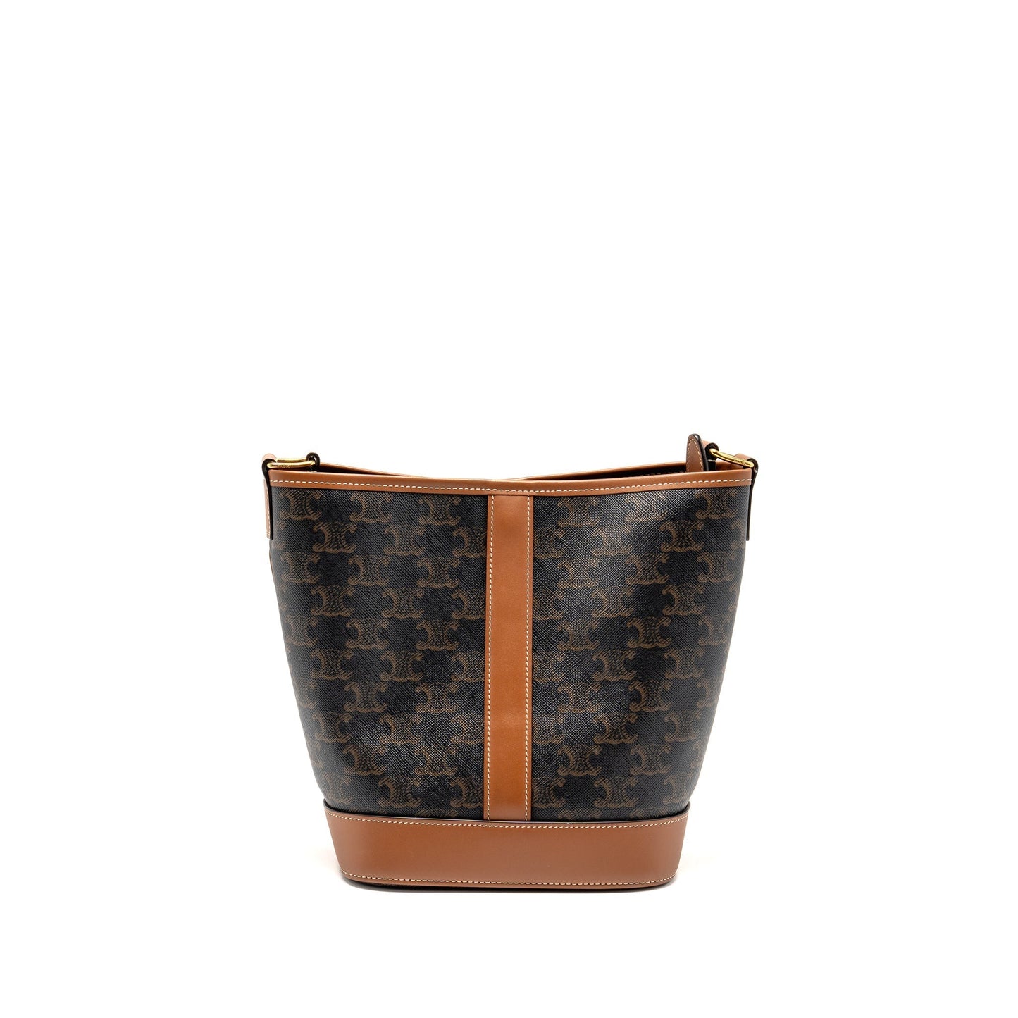 Celine Bucket Purse Triomphe Calfskin Handbag Canvas Tan Bucket Bag