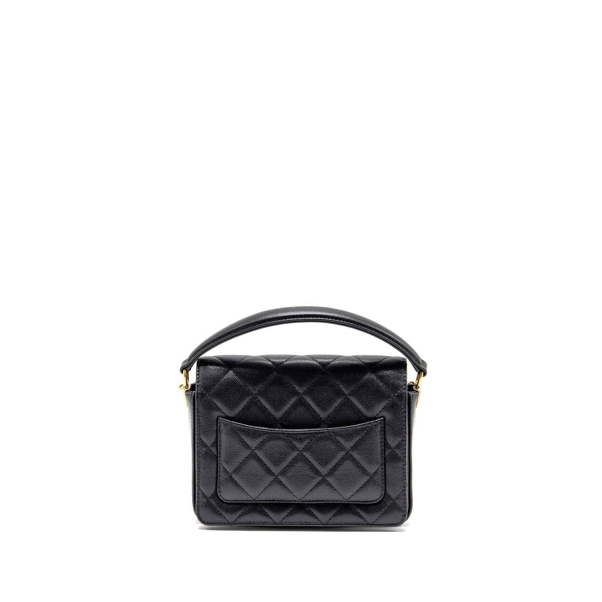 Chanel 24k Top Handle Messenger Removable Caviar Black Messenger Bag