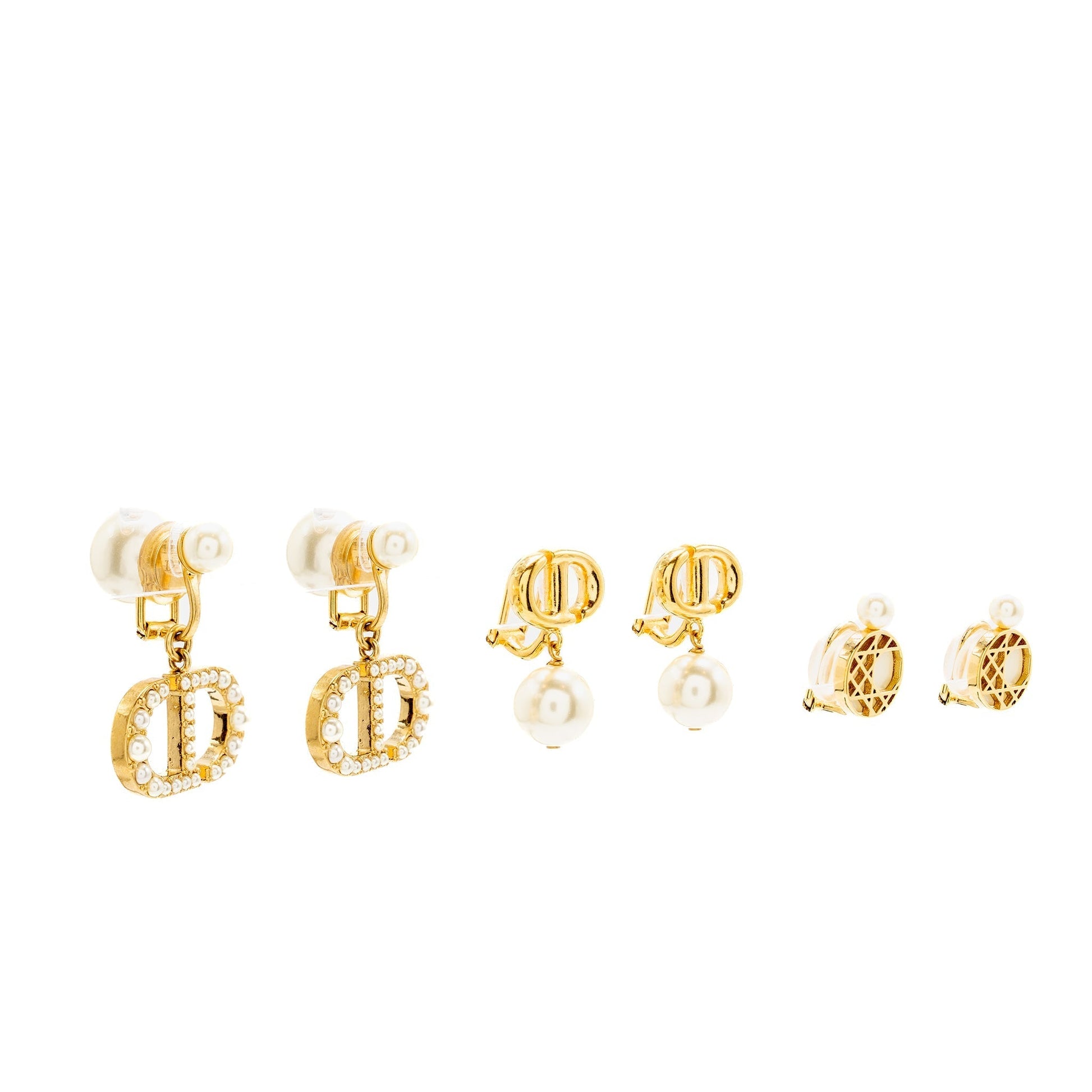 Dior Pearl Dropped Ear Clips Tone (Sell In Gold Travel Bag