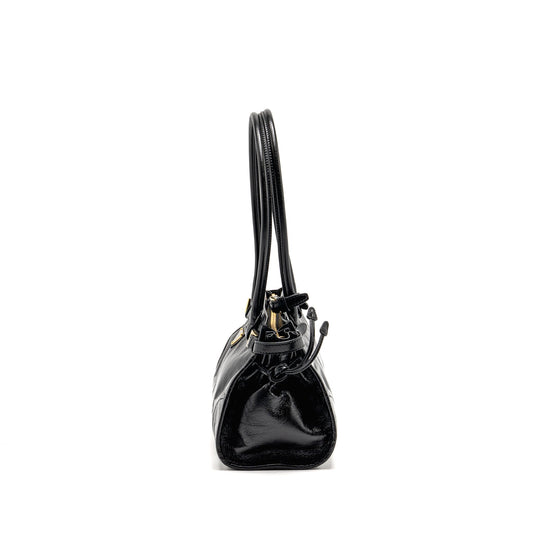 Prada Bonnie Handbag Calfskin Leather Black Travel Bag