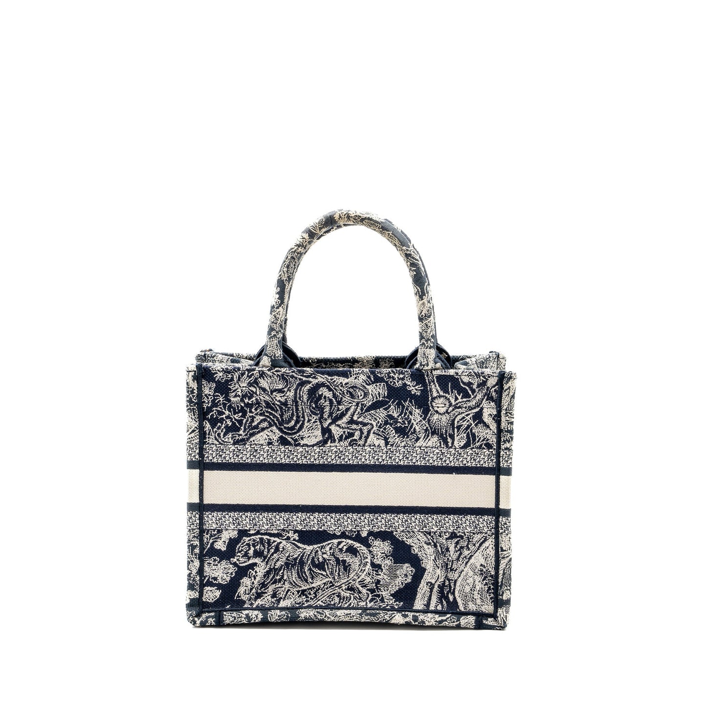 Dior Book Tote Toile De Jouy Embroidery Handbag Blue Small Tote Bag