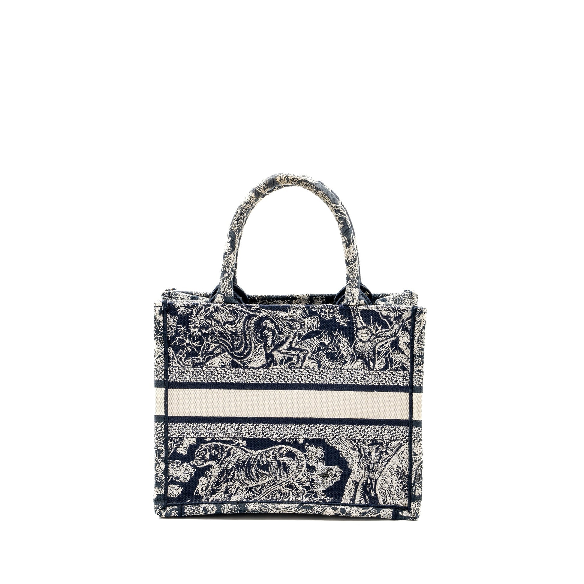 Dior Book Tote Toile De Jouy Embroidery Handbag Blue Small Tote Bag