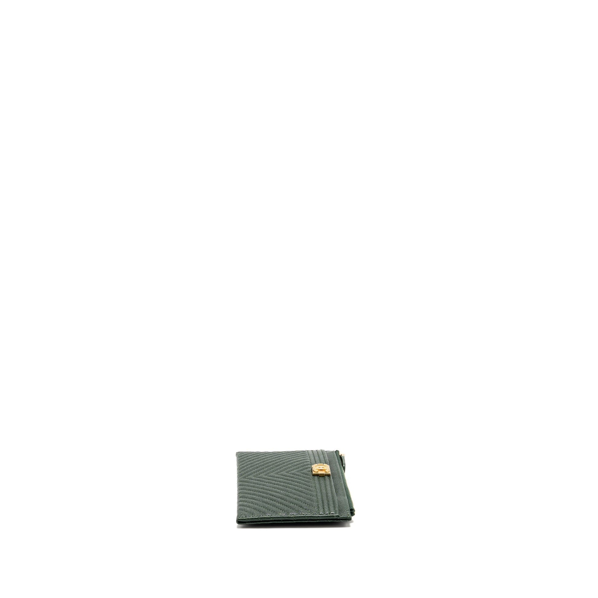 Chanel Chevron Boy Zip Caviar dark GHW Green Handbag