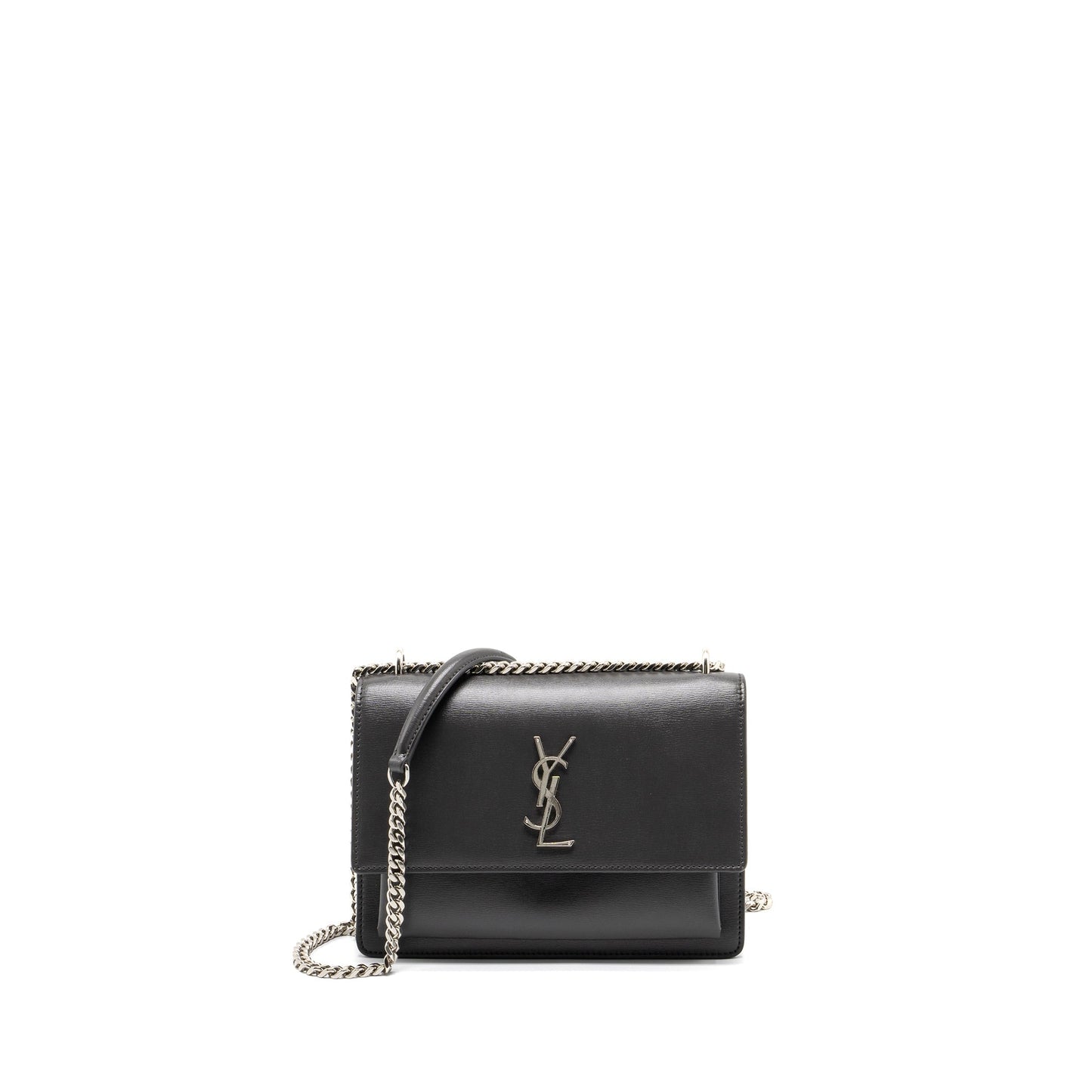 YSL Saint Laurent Saint Laurent Sunset Purse Calfskin Dark Grey Medium Chain Travel Bag