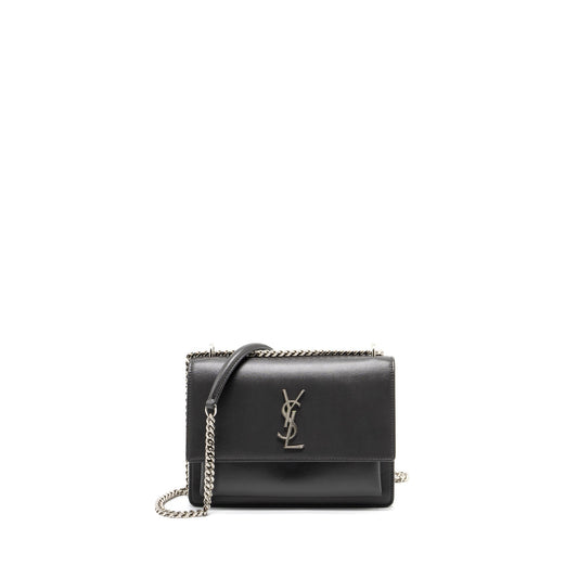 YSL Saint Laurent Saint Laurent Sunset Purse Calfskin Dark Grey Medium Chain Travel Bag