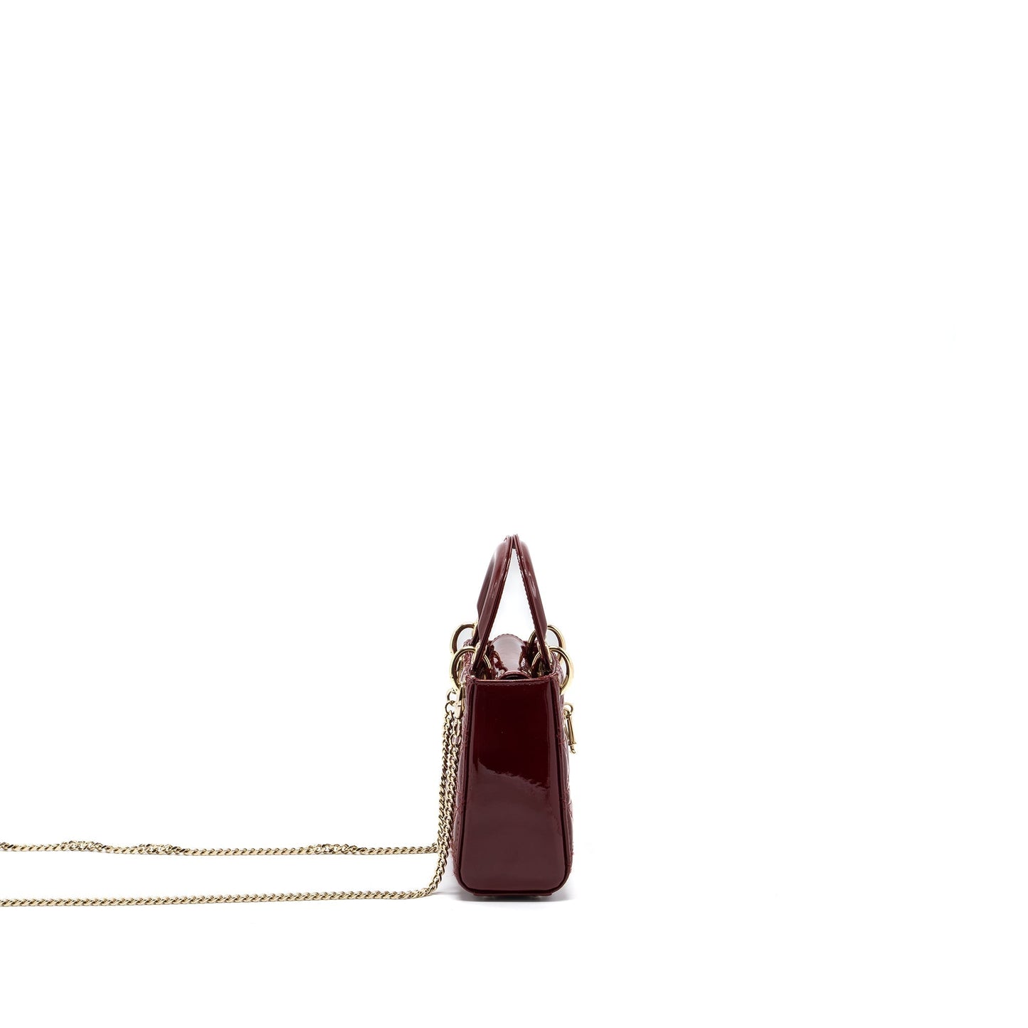 Dior Lady Patent Calfskin Handbag Red Mini Travel Bag