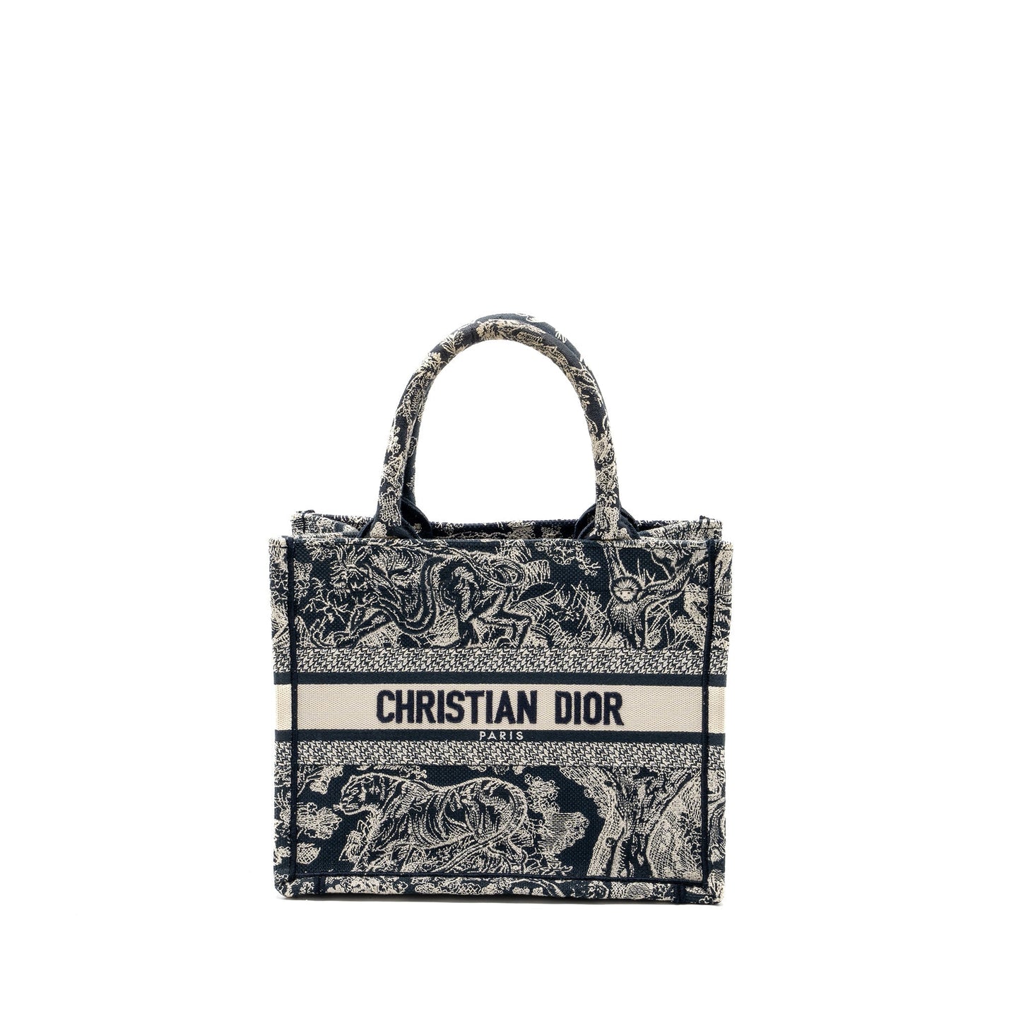 Dior Book Tote Toile De Jouy Embroidery Handbag Blue Small Tote Bag
