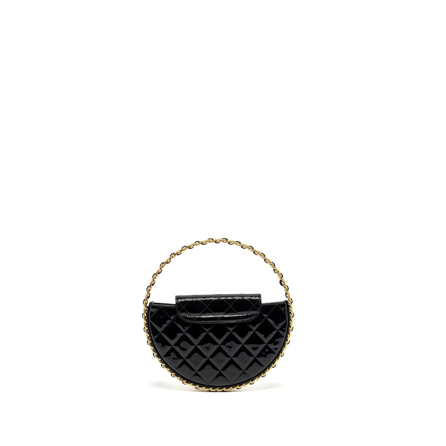 Chanel 23K Hoop Patent GHW microchip Black Leather Handbag Microchip 1