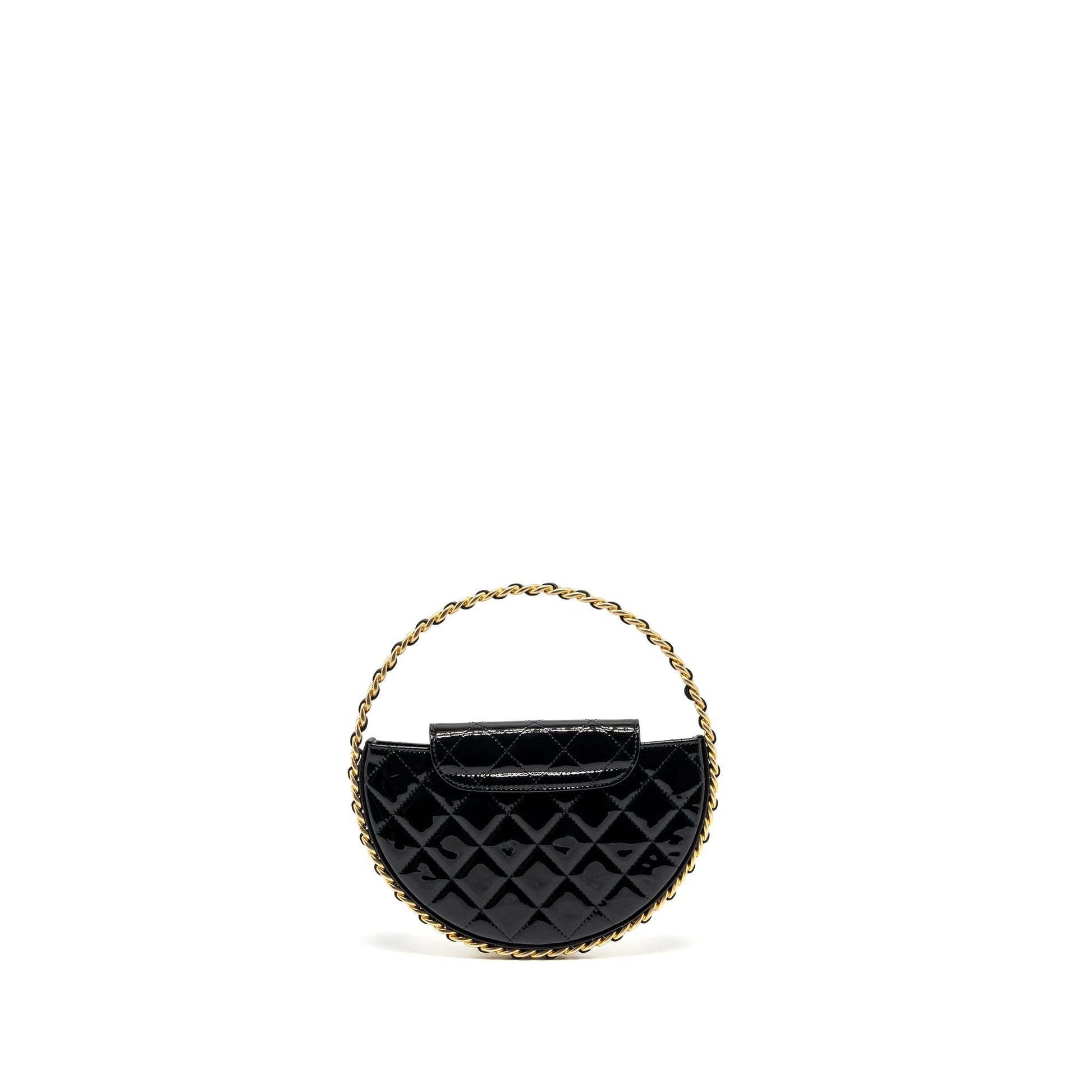 Chanel 23K Hoop Patent GHW microchip Black Leather Handbag Microchip 1
