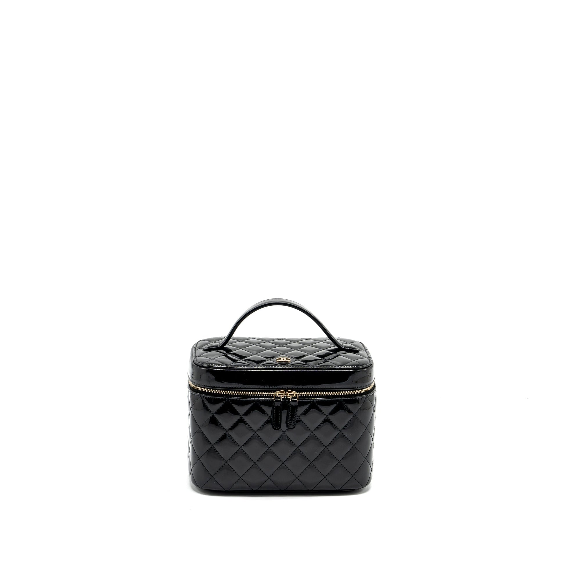 Chanel top handle vanity patent LGHW Black Handbag