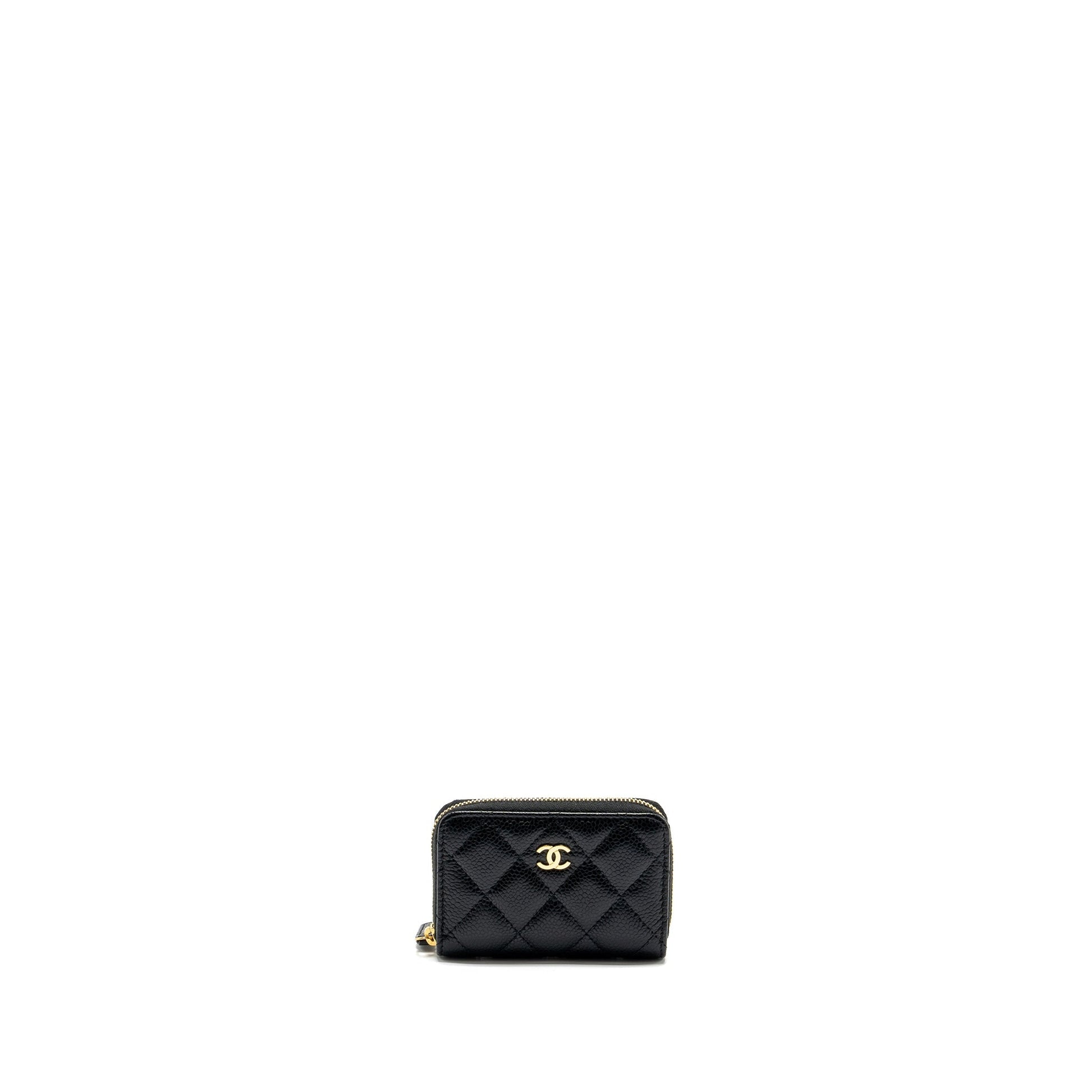 Chanel Zip Card holder caviar GHW microchip Black Wallet Case Microchip 1