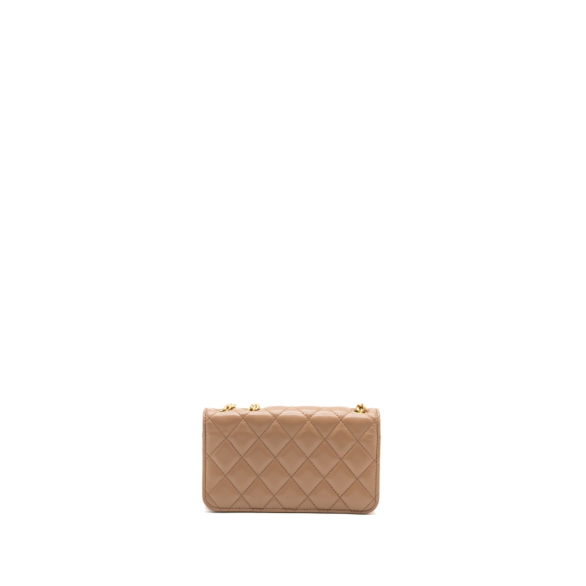 Chanel 22K pillar flap lambskin dark GHW Gold Beige Shoulder Bag