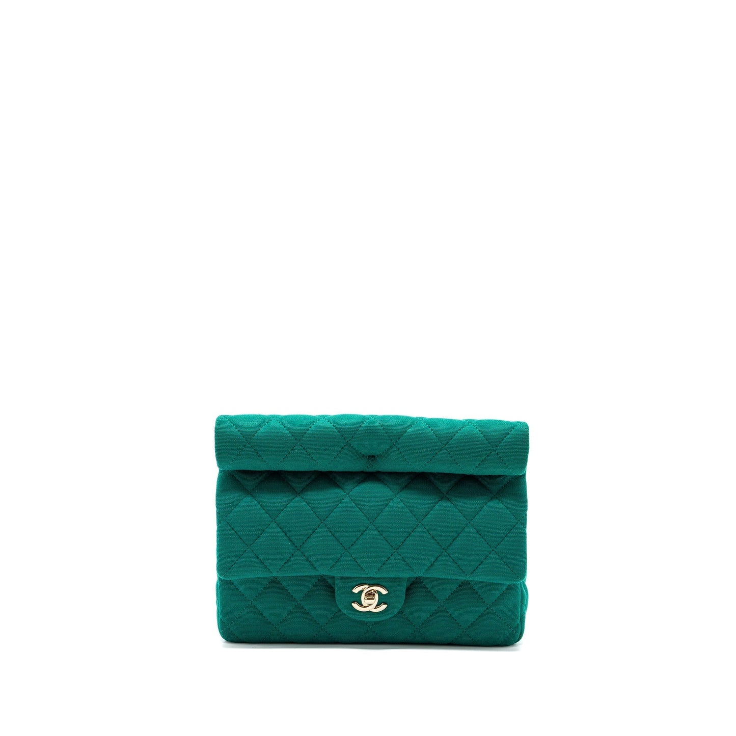 Chanel 23a Classic Flap Fabric LGHW Microchip Green Clutch Bag