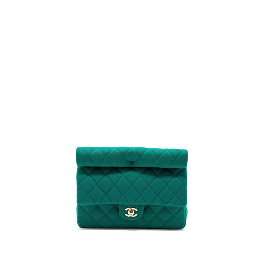 Chanel 23a Classic Flap Fabric LGHW Microchip Green Clutch Bag