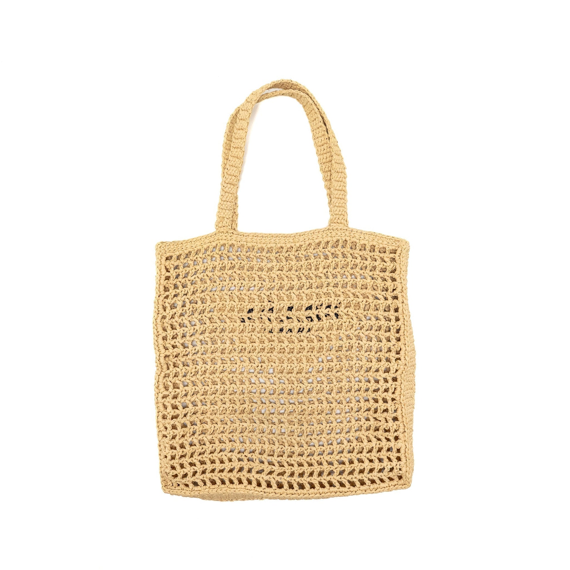 Prada Crochet Tote Purse Natural Handbag Raffia Tote Bag