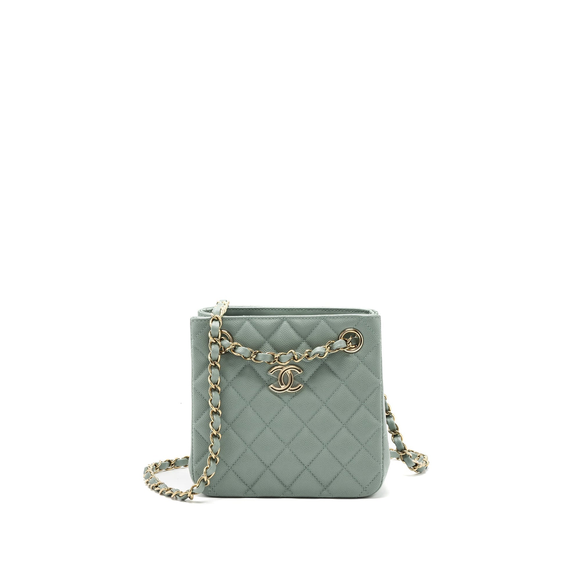 Chanel 23C bucket caviar light LGHW microchip Grey Tote Bag