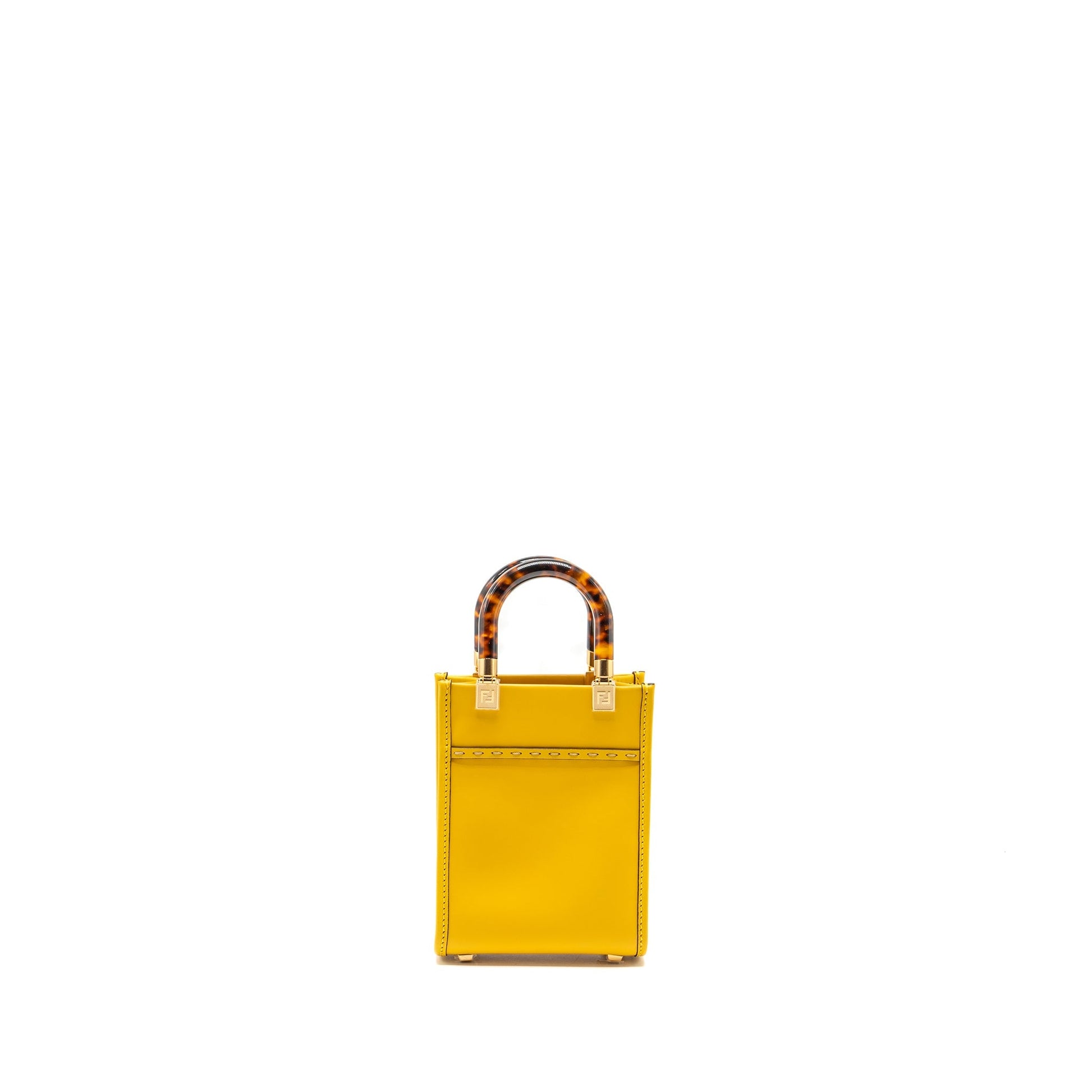 Fendi Sunshine Shopper Calfskin Handbag Yellow Mini Travel Bag