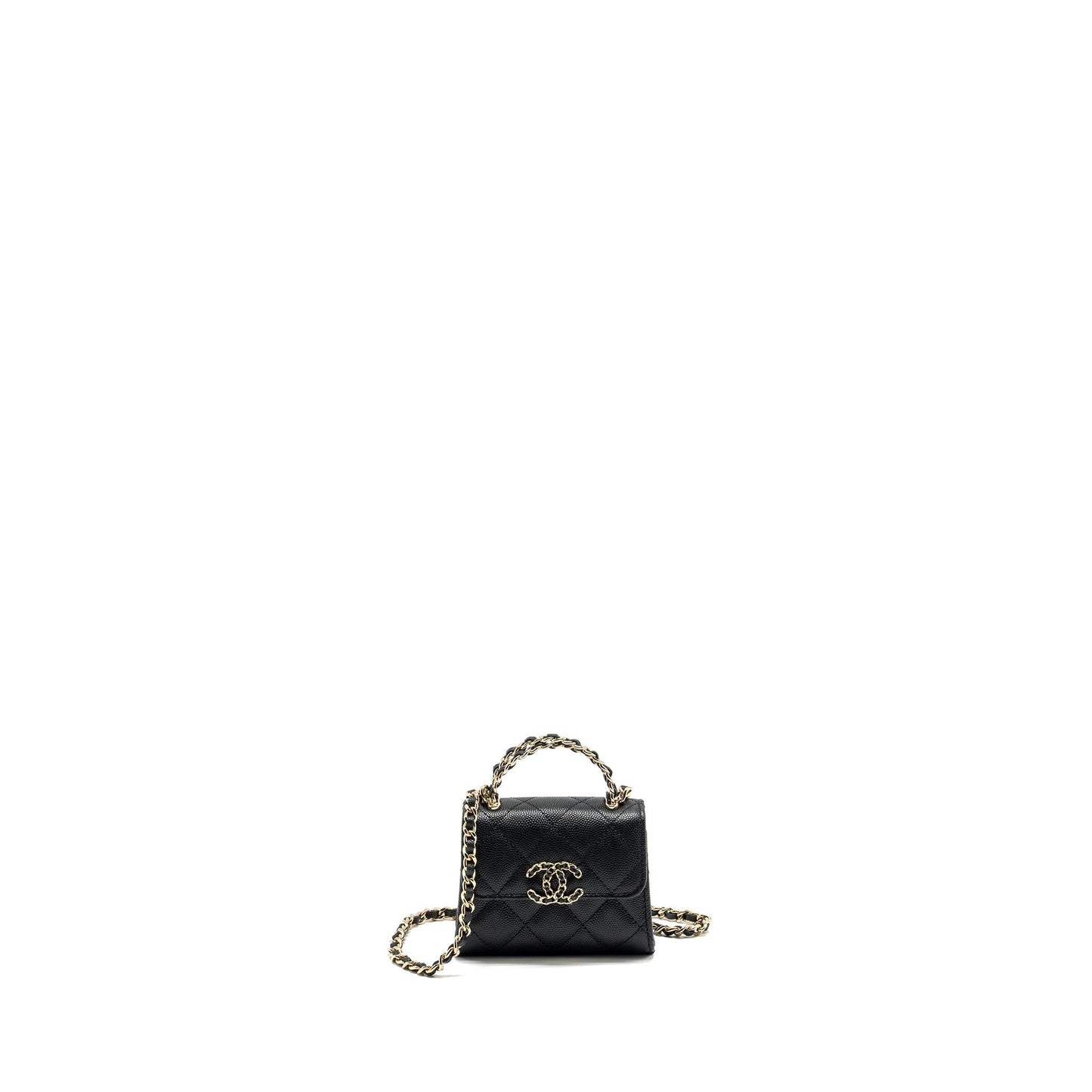 Chanel Top Handle Flap Caviar LGHW Microchip Black Shoulder Bag Lghw Microchip