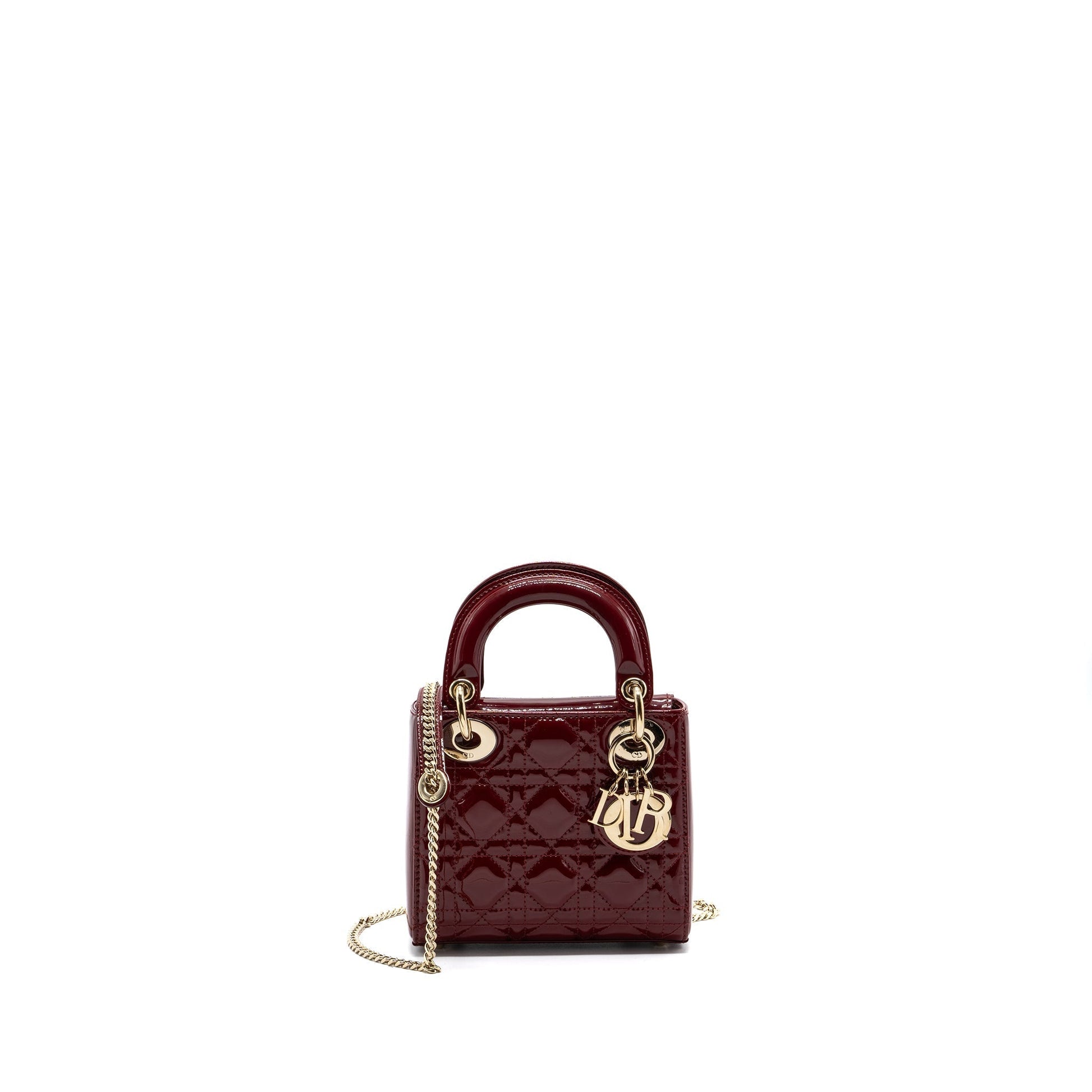 Dior Lady Patent Calfskin Handbag Red Mini Travel Bag