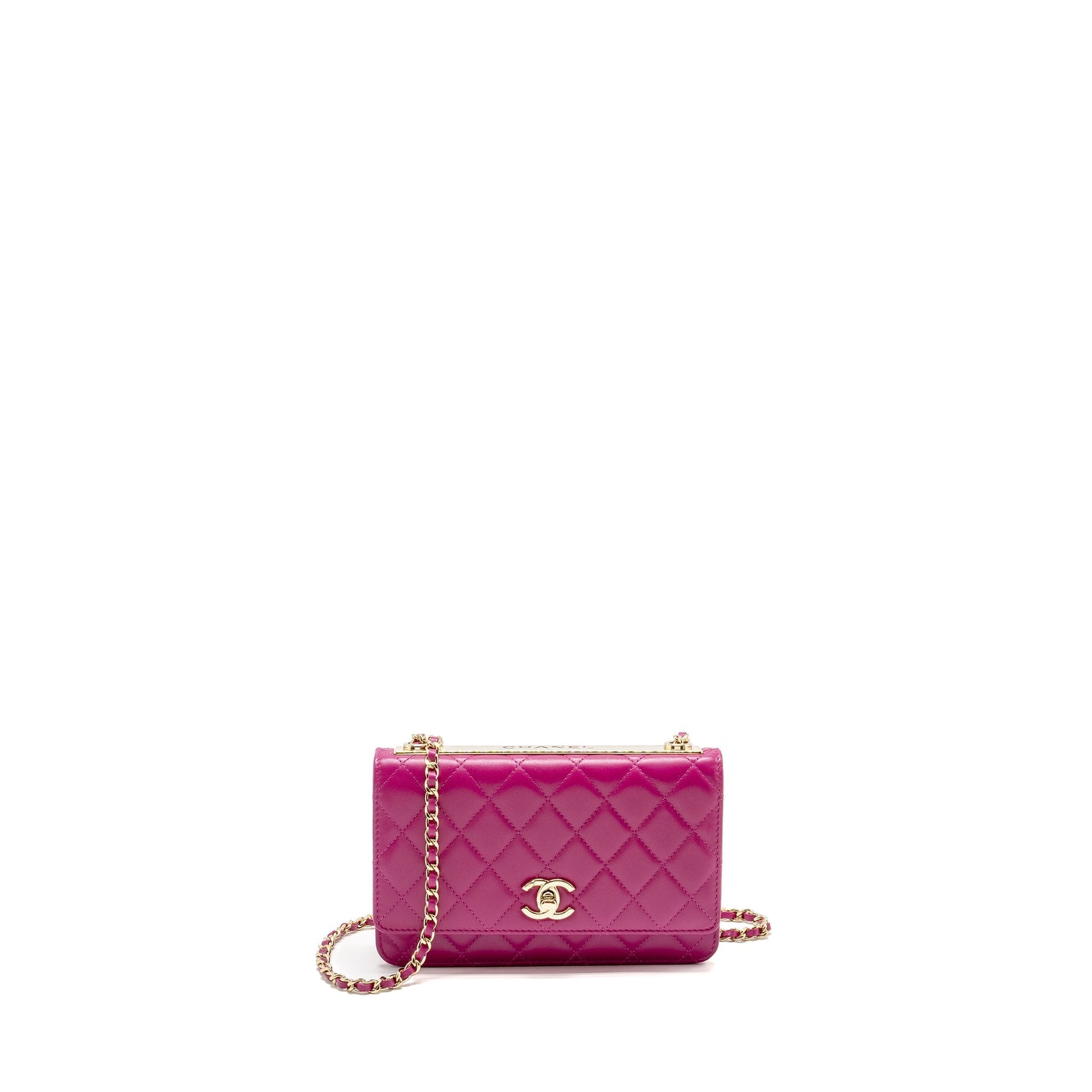 Chanel Trendy CC on Lambskin Fuchsia GHW Pink Wallet Case