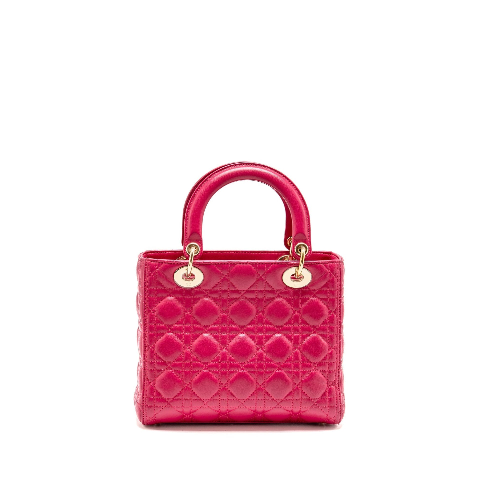 Dior Lady Lambskin Handbag Pink Medium Travel Bag Pink Handbag