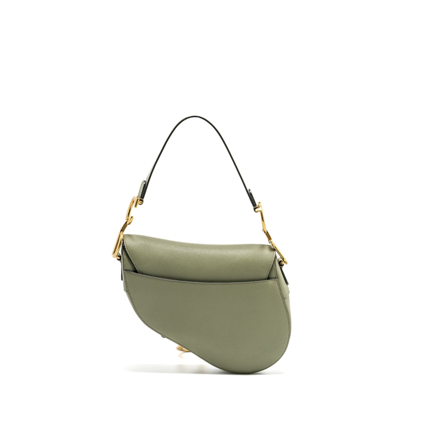 Dior Saddle Purse Grained Calfskin Handbag Green Medium Travel Bag