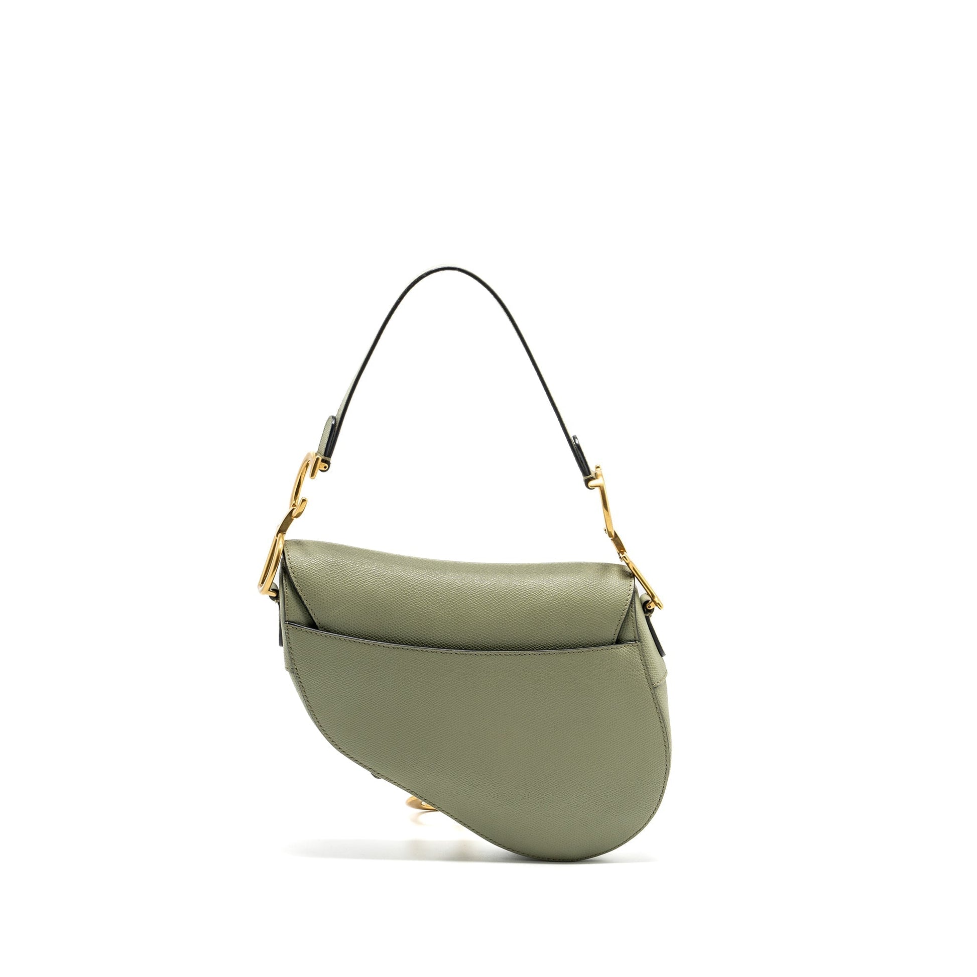 Dior Saddle Purse Grained Calfskin Handbag Green Medium Travel Bag