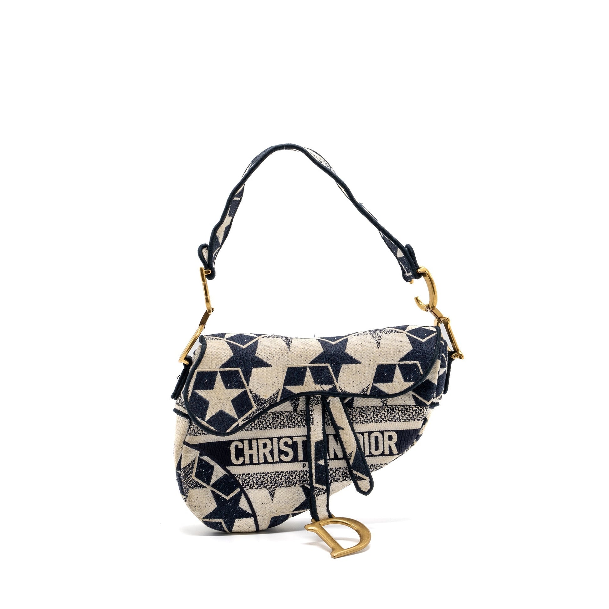 Dior Saddle Purse Limited Print Dark Handbag Canvas White Travel Bag