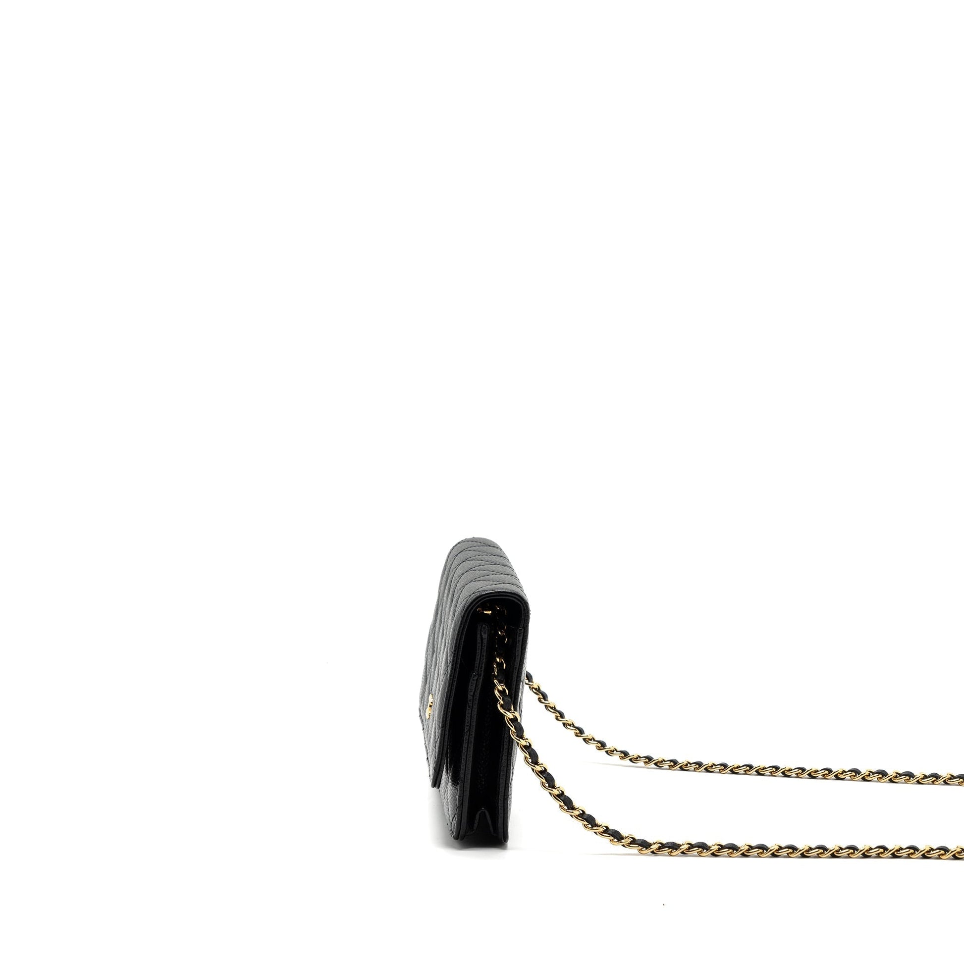 Chanel Classic On Caviar GHW Black Wallet Case Ghw 14