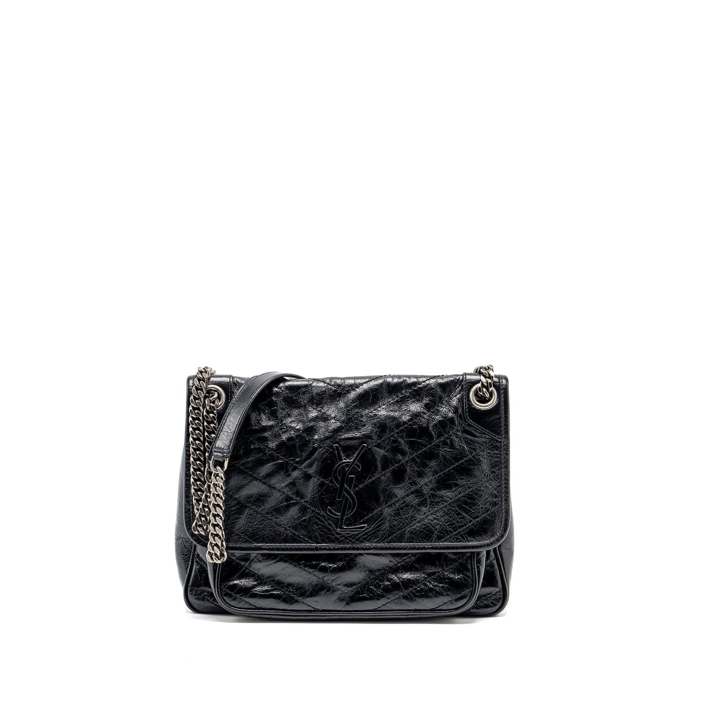YSL Saint Laurent Niki Calfskin Handbag Black Medium Travel Bag Calfskin Black Shw