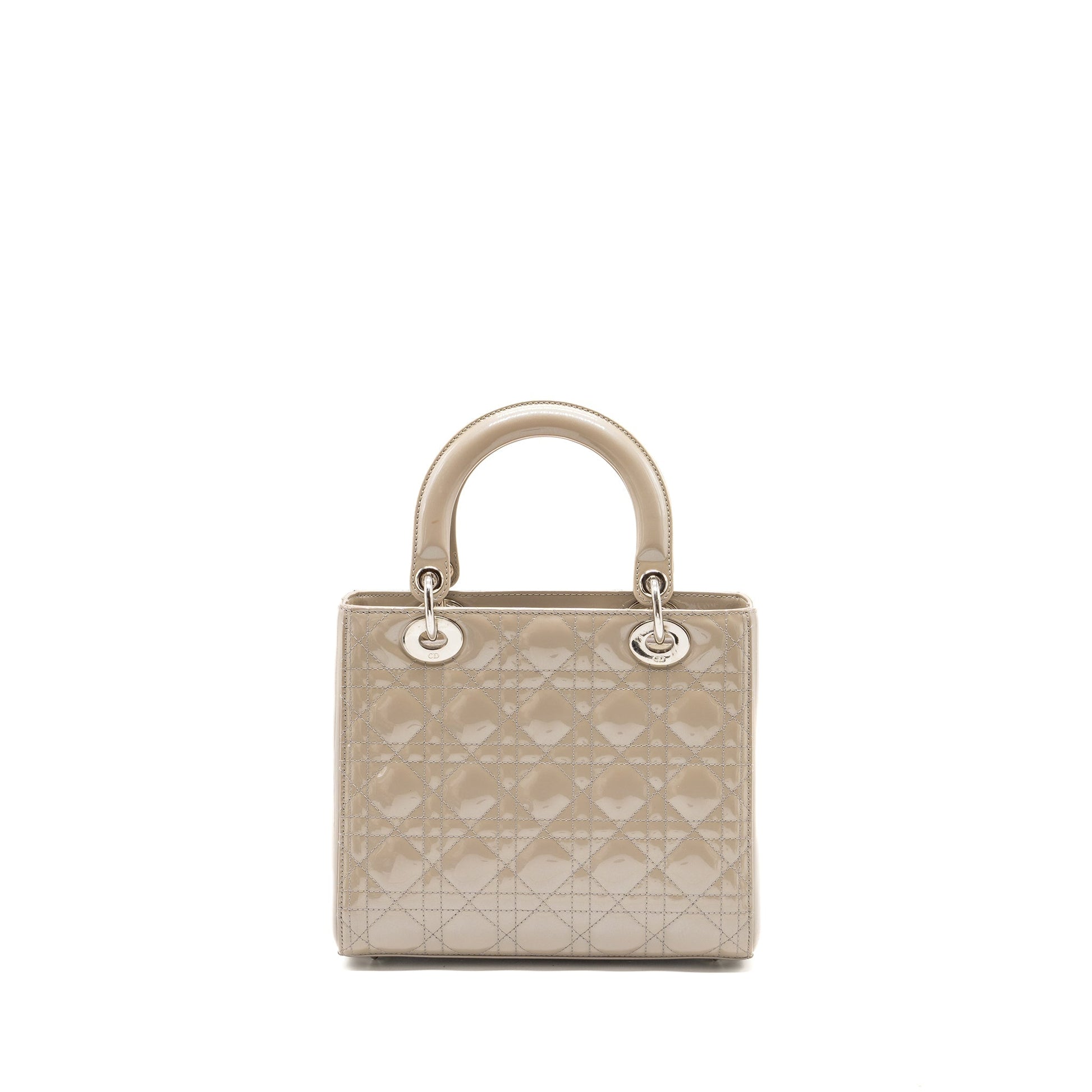 Dior Lady Patent Light Grey Handbag Medium Travel Bag