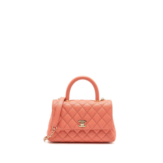 Chanel Coco handle Caviar LGHW microchip Pink Small Handbag