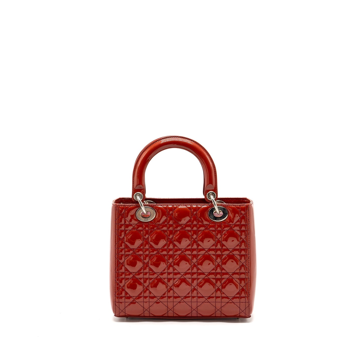 Dior Lady Patent Dark Handbag Pink Medium Travel Bag