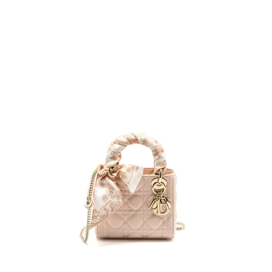 Dior Lady Lambskin Powder Handbag Pink Mini Travel Bag