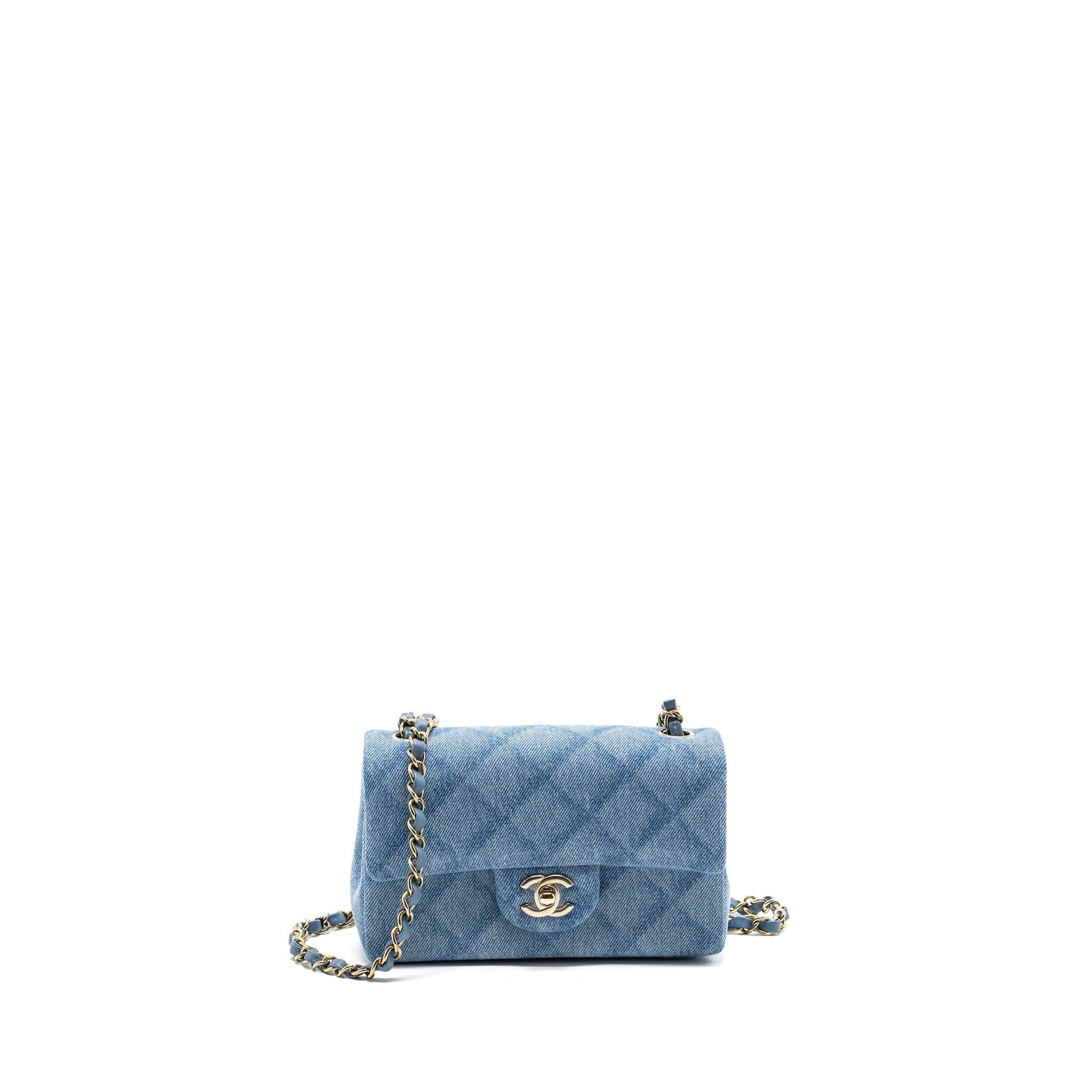 Chanel 22B Rectangular Flap Denim Light LGHW Blue Shoulder Bag