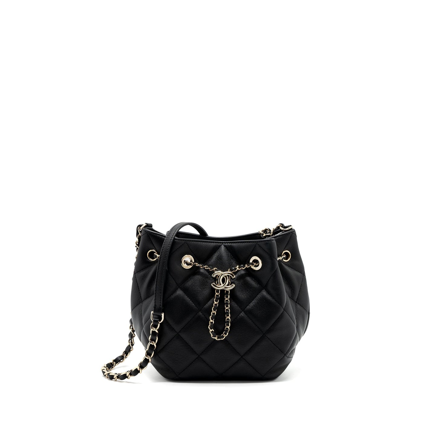 Chanel Drawstring Bucket Calfskin LGHW Black Jewelry Lghw 1