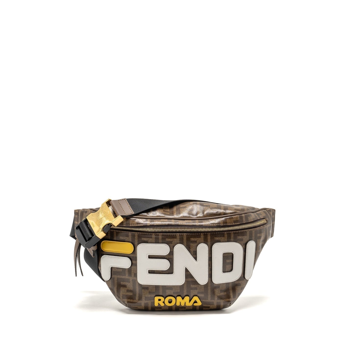 Fendi Roma Waist Purse Canvas Brown Travel Bag Canvas Brown Ghw