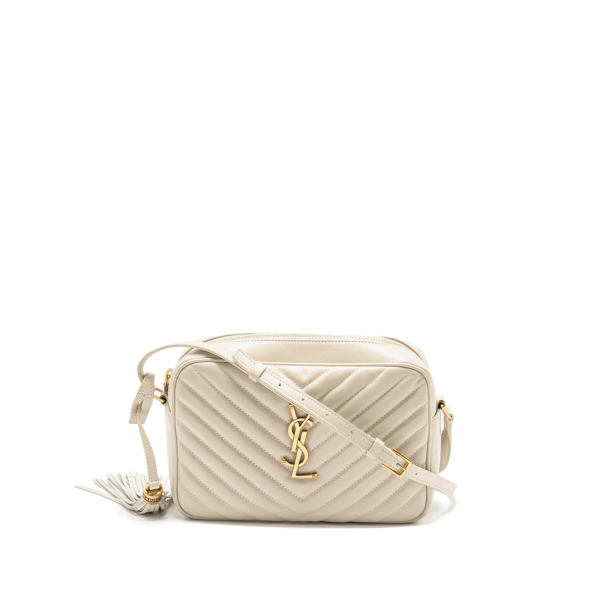 YSL Saint Laurent Lou Camera Purse Calfskin Travel Bag White