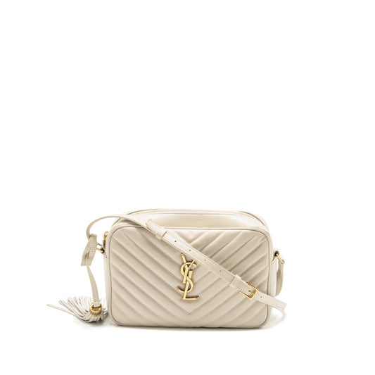 YSL Saint Laurent Lou Camera Purse Calfskin Travel Bag White