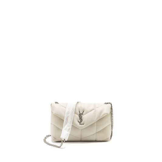YSL Saint Laurent Saint Laurent Loulou Puffer Purse Lambskin Blanc Mini Small Shoulder Bag