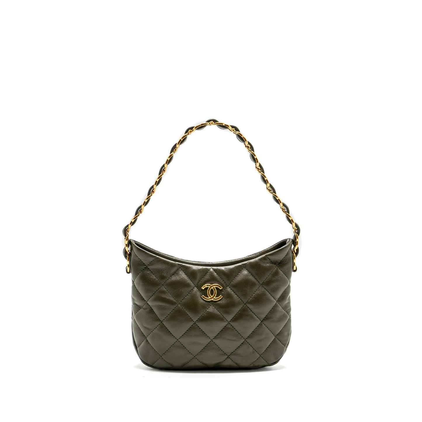 Chanel 22k Hobo Lambskin GHW microchip Green Shoulder Bag
