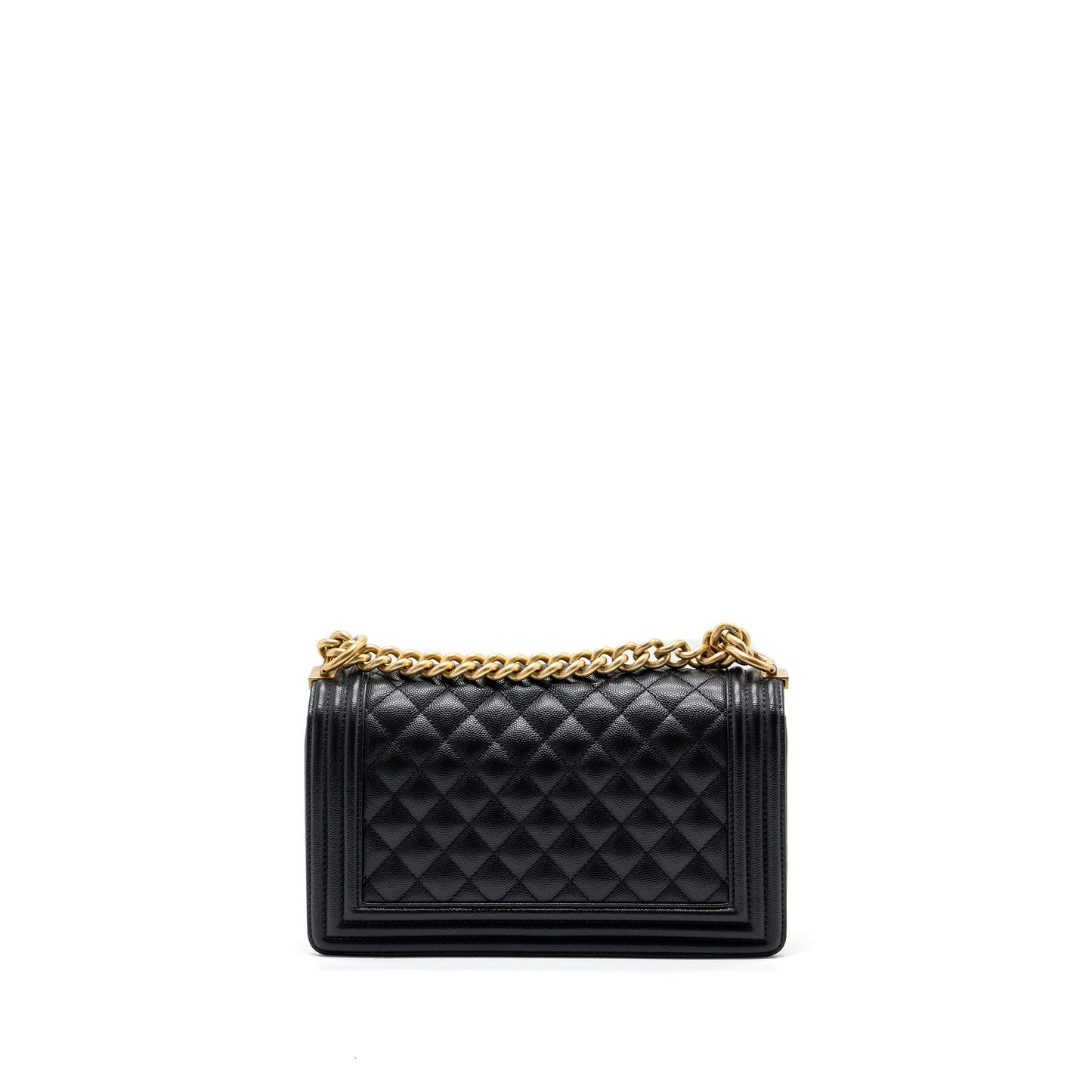 Chanel Classic Boy Caviar GHW Black Green Handbag