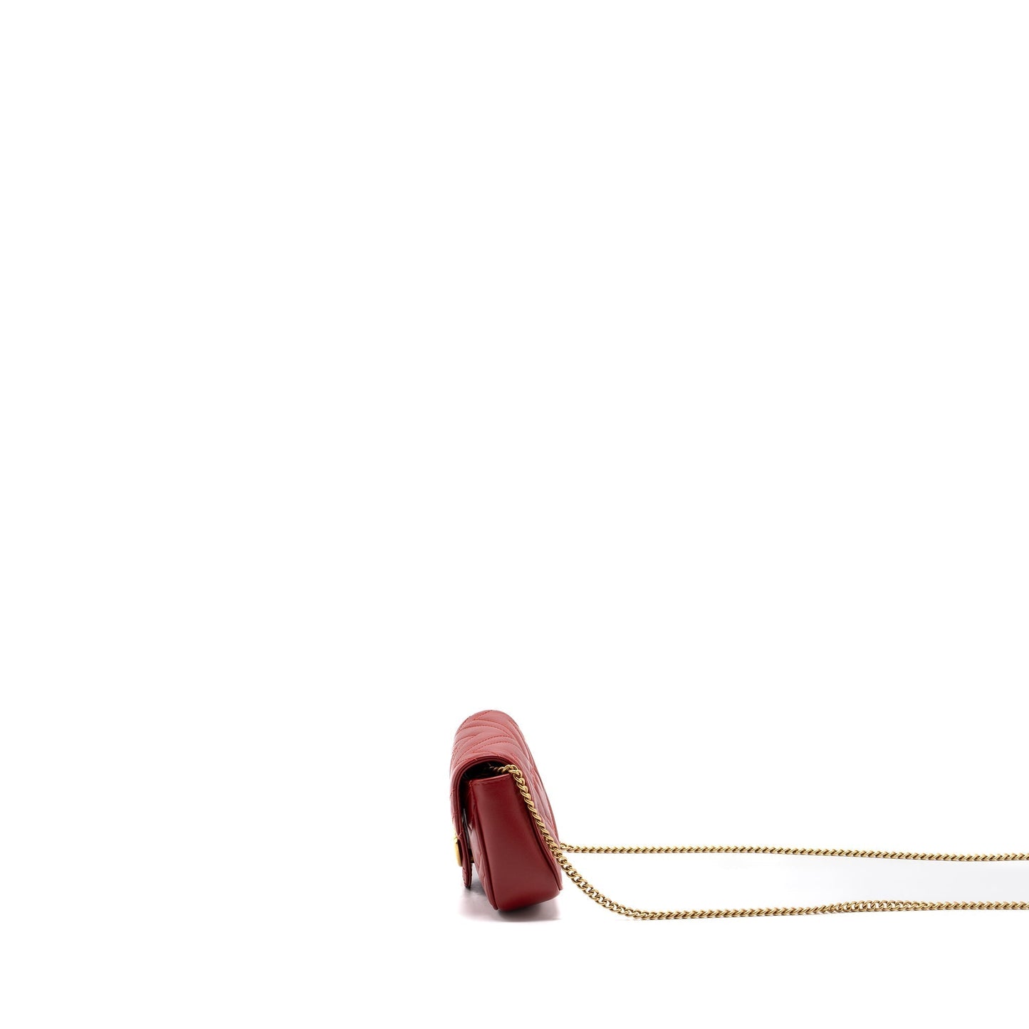 Gucci Marmont Super Matelass Chevron Calfskin Handbag Red Mini Travel Bag