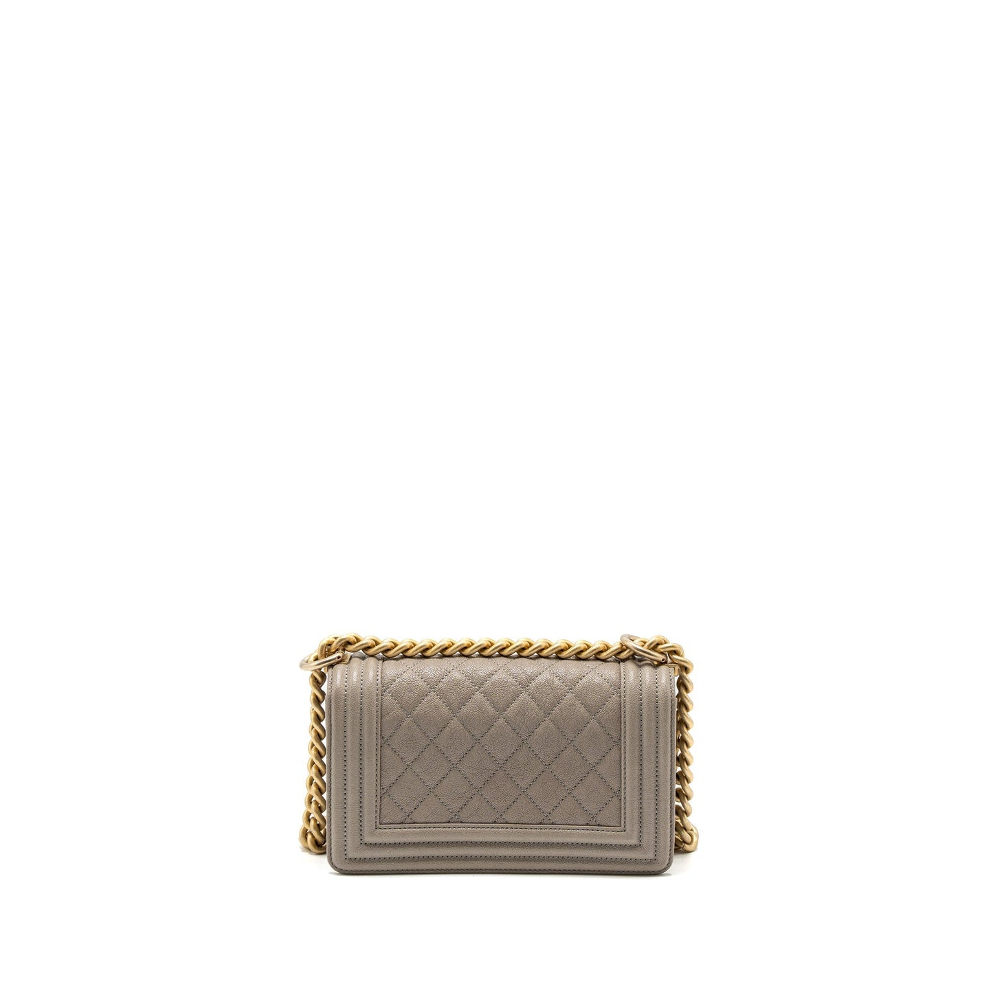 Chanel Boy Caviar Light GHW Grey Small Handbag