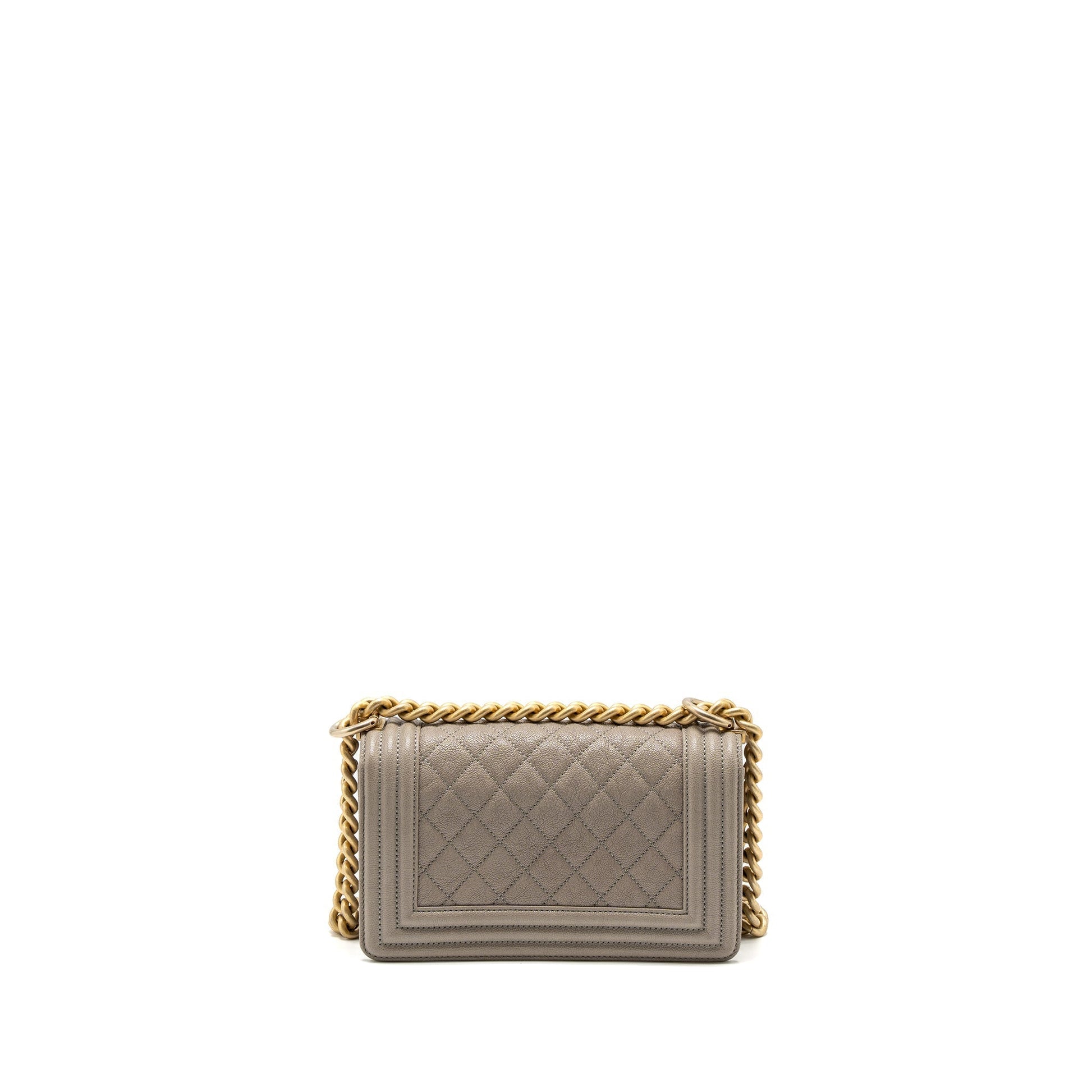 Chanel Boy Caviar Light GHW Grey Small Handbag