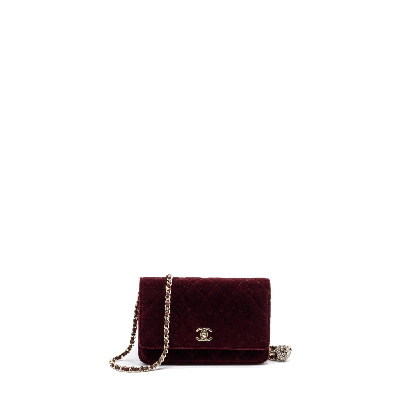 Chanel Crystal Pearl Crush On Velvet Burgundy Wallet Case