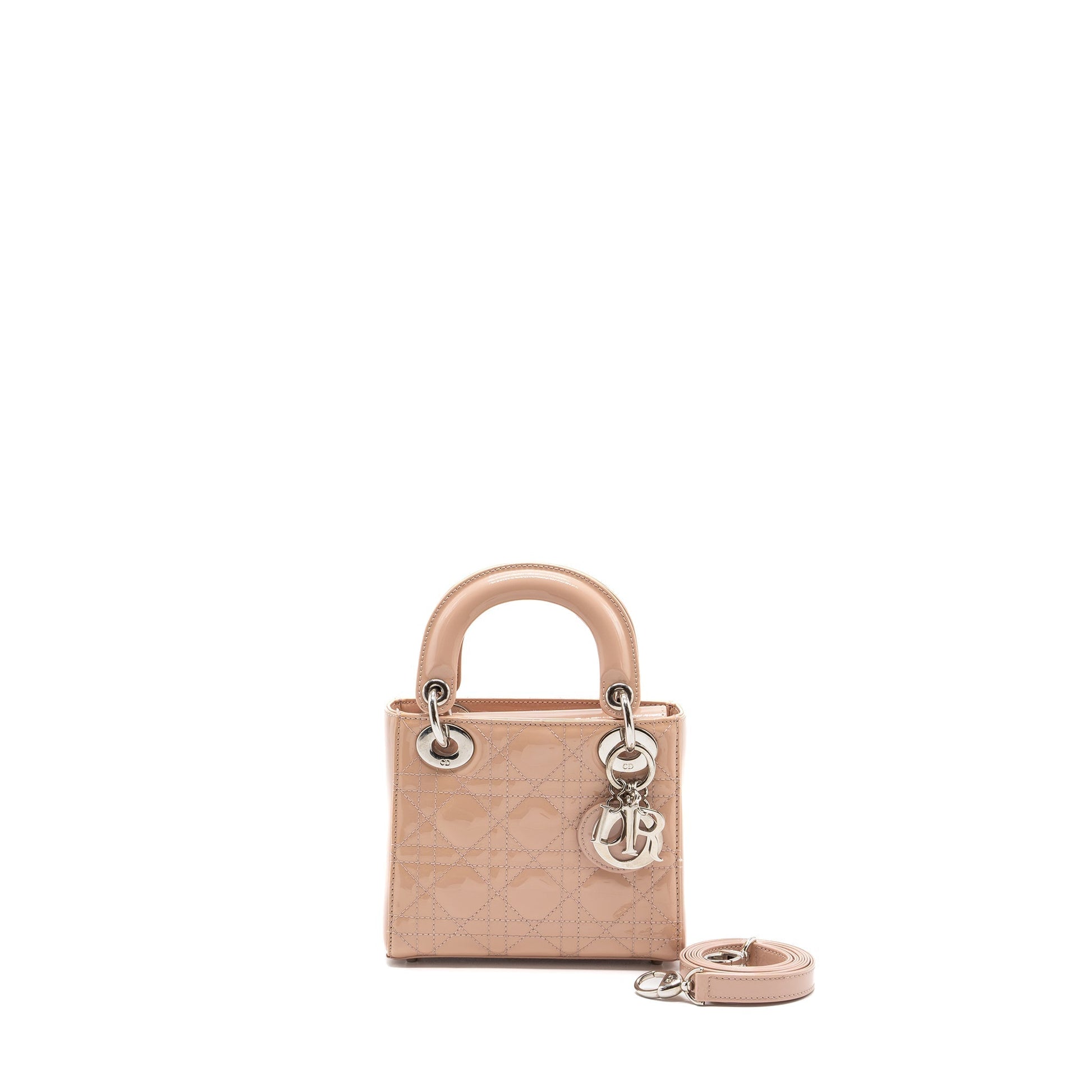 Dior Lady Patent Light Handbag Leather Pink Travel Bag