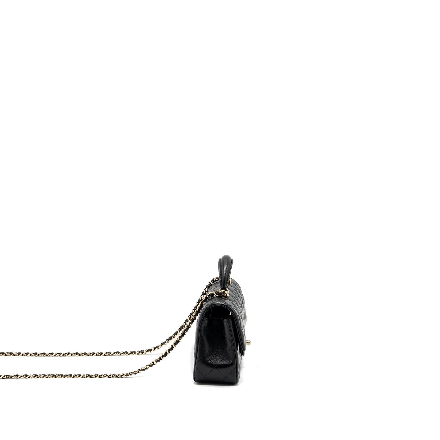 Chanel Top Handle Rectangular Lambskin LGHW Microchip Black Mini Bag Black Lghwmicrochip